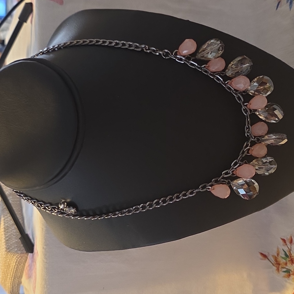 Simply Vera:  Vera Wang Crystal Bead Pink And Smoke Faceted Beaded Necklace